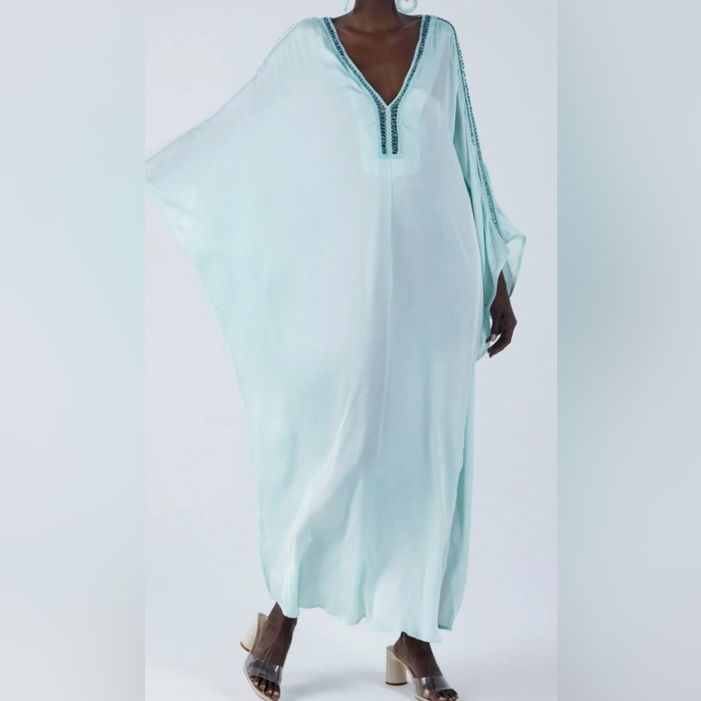 My Beachy Side Begonia Light Blue Kaftan - NWT - Size OS